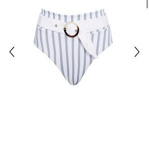 Striped High-Waisted Bikini Bottom Only